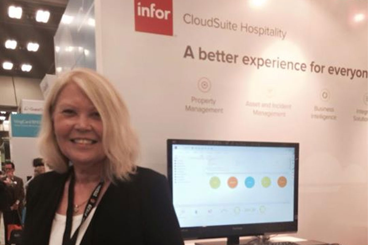HSMAI Europe's President and CEO Ingunn Hofseth at HSMAI partner Infor's HITEC stand in Austin Texas Tuesday 16 June 2015.||